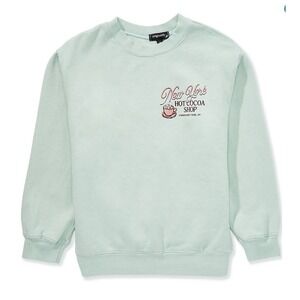 Originality New York Hot Cocoa Shop Teddy Bear Sweatshirt Mint Green Kids Large